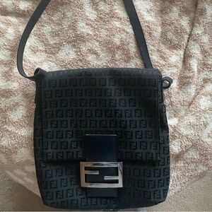Authentic Black Fendi Zucchino Bag